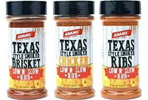 Adams Seasoning Rubs Texas Style Smoked Low & Slow Gourmet Rubs Set - Brisket, Ribs, & Chicken BBQ Rub Seasonings