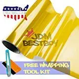 JDMBESTBOY Free Tool Kit 12"x60" (1FT x 5FT) Glossy Golden Yellow 3000k Tint Headlight Fog Lights Taillight Smoke Vinyl Film Self Adhesive