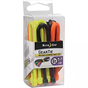 Nite Ize Original Gear Tie, Reusable Rubber Twist Tie, 6-Inch, Assorted Colors, 12 Count Pro Pack, Made in the USA