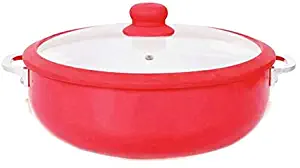 Home Value Red Ceramic Nonstick Caldero (Dutch Oven) with Silicone Rim & Glass Lid (4.5 QT)