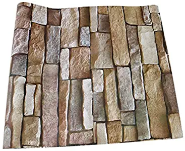 TraveT 3D Modern Faux Brick Stone Wallpaper Home Room Decoration Self-Adhesive Textured Removable Waterproof Wall Sticker Decal Size 3.28ft x 1.47ft