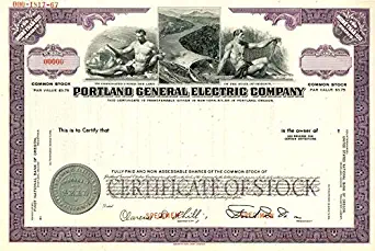 Portland General Electric Company - Stock Certificate