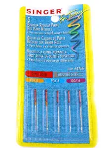 SINGER 4766 Universal Regular Point Sewing Machine Needle, Assorted Sizes, 5-Count