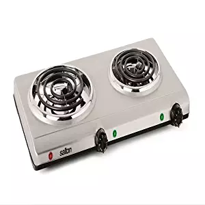 Salton THP-528 Electric Double-Coil Cooking Range, Stainless Steel