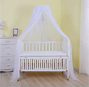 IFELES Baby Mosquito Net Baby Toddler Bed Crib Dome Canopy Netting (White)