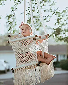 Latest Macrame Swing Chairs-Handmade Swing-Baby Swing Chair-Toddler Swing-Indoor Swing-Hammock Chair-Baby Hammock-Outdoor Swings-Baby Shower Gifts (Natural)