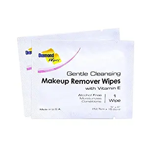 Gentle Makeup Remover Cleansing Face Wipes – Facial Towelettes with Vitamin E for Waterproof Makeup – Individually Sealed Wrappers Pack of 50
