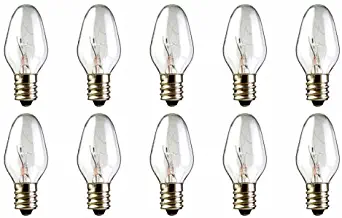 CEC Industries #10C7 120V Bulbs, 120 V, 10 W, E12 Base, C-7 shape (Box of 10)