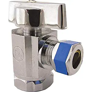 LASCO 06-9201 Angle Stop Quarter Turn Ball Valves, 1/2-Inch Steel Pipe Inlet X 3/8-Inch Compression Outlet, Chrome