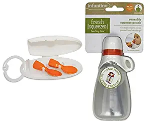 Infantino Bundle of Squeeze Pouch Keeper and couple a Spoon Set