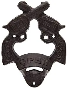 Cast Iron Double Pistol Bottle Opener Wall Mount