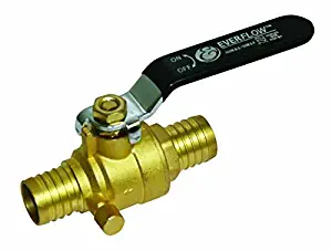 PEXFLOW 405P034-NL Full Port PEX Barb Ball Valve Water Shut Off with Drain, 3/4", Brass,