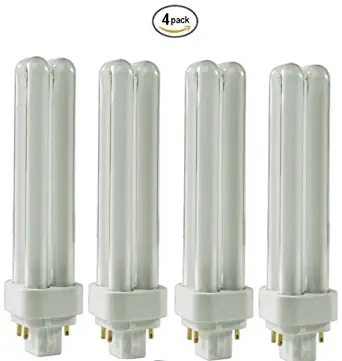 (4 Pack) CFL Bulbs Direct Generic Replacement for Panasonic FDS18E35/4 18W 3500K Double Tube, 4 Pin G24q-2 Base, Compact Fluorescent Light Bulbs