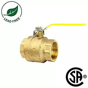 2" Brass Ball Valve Threaded - IPS Full Port Irrigation Water Valves - Mechanical Lead Free Vinyl Lever Handle 2-Inch Female Thread Inline Steam Oil 600 WOG Supplies Hot Cold Pipes CSA