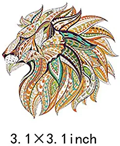 Artem Watercolor Lion Stickers Patches Thermal Transfer Iron on Patch 3.1X3.1 inch for T-Shirt Hooded Denim Jacket Sweater