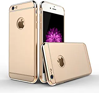 4.7” ONLY!!! iPhone 6, iPhone 6S case, JOYROOM Ling Series, protective Apple cover, ultra thin and slim design, non slip matter surface with metal frame, 3 in 1 hard case, FS 0413 Phone Case (Gold)