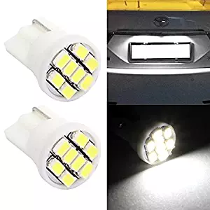 Partsam 2Pcs T10 W5W 8 SMD 3020 Epistar LED License Plate Lights HID Xenon White 194 168