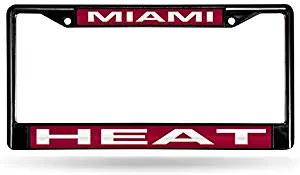 NBA Rico IndustriesLaser Cut Inlaid Standard Chrome License Plate Frame, Miami Heat - Red Insert