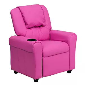 Flash Furniture Contemporary Hot Pink Vinyl Kids Recliner with Cup Holder and Headrest