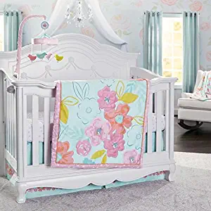 Koala Baby Room to Grow Pink Floral 3 Piece Crib Bedding Set