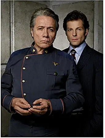 Battlestar Galactica Jamie Bamber as Lee with Admiral Adama Close Up 8 x 10 Inch Photo