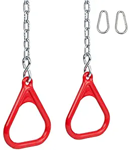 Swing Set Stuff Trapeze Rings and Chains with SSS Logo Sticker, Red
