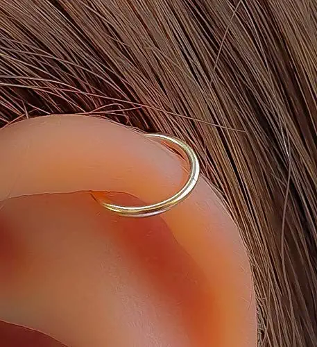 18 Gauge 14k Gold Filled Cartilage Hoop 7 mm solid gold Hoop Earring, Helix piercing Earrings
