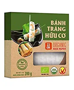 2 Boxes of USDA Organic Spring Roll Rice Paper Wrappers, 22 centimeters, Approx. 54 Sheets Total (22 cms, 2 Packs)