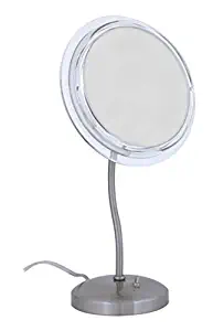 Zadro SURROUND LIGHT Lighted Single Sided S-Neck Vanity Mirror, Satin Nickel
