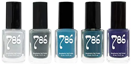 786 Cosmetics Nail Polish Set - Vegan, Cruelty-Free, Halal Nail Polish, 5 Full Sized Nail Polishes (Blue/Grey Set)
