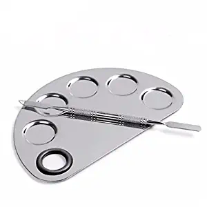 Yimart Stainless Steel Makeup Palette Cosmetic Five Holes Mixing Pallete Spatula