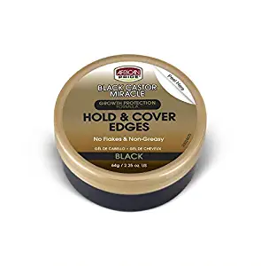 African Pride Black Castor Miracle Hold & Cover Edges - Slicks Edges, Covers Grays, Fills Thinning Areas, Contains Black Castor Oil & Coconut Oil, 2.25 oz