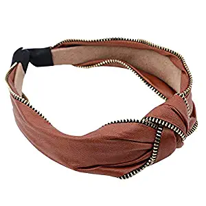 MOPOLIS Leather Wide-Brimmed Bow Christmas Lady Tiara Headband With Fashion Design QP | Color - Brown