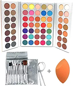 Beauty Glazed Gorgeous Me Eyeshadow Palette Pigmented Professional Makeup Pallet Long Lasting Eye Makeup Set 63 Colors Waterproof Matte And Shimmers Glitters With Brush Sets and Powder Blender