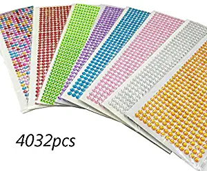 DoTebpa 4032 Pieces 6mm Colorful Bling Rhinestone Sticker Sheet Gem Diamond self Adhesive for Scrapbooking Embellishments and DIY Crafts,Wedding,Decor