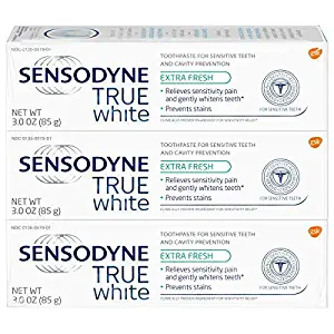 Sensodyne Sensitive Whitening Toothpaste for Sensitive Teeth, True White Extra Fresh, 3 Ounce, Pack of 3