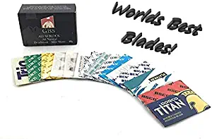 GBS High Quality Double Edge Razor Blades-Sample Pack of 32- Feather, Astra, Derby, Trig, Super Max, Lord, Shark, Treet + GBS Alum Block! Perfect for Barber Shavette Shave Kits!