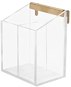 russell+hazel Acrylic Wall Pencil Bloc, Clear with Gold-Tone Hardware, 4.175” x 3.5” x 5.125”