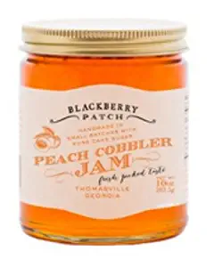 Peach Cobbler Jam – Blackberry Patch 10 oz Jar – Gourmet All Natural, Whole Peach Authentic Flavor, Homemade in Small Batches, Old Fashioned, replace jelly or preserves.