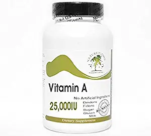 Vitamin A 25,000IU Emulsified Dry ~ 100 Capsules - No Additives ~ Naturetition Supplements