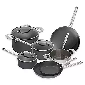 Emeril Essential Hard Anodized Dishwasher Safe Nonstick, 11 Piece Pots and Pans Cookware Set, Black