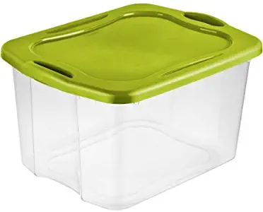Sterilite 70 Quart EZ Carry- Spicy Lime, Comfortable, Case of 6 carry thru handles, See-through base and Deep recessed lid for secure stacking