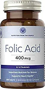 Vitamin World Folic Acid 400mg, 250 Tablets