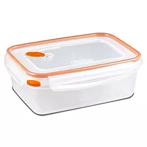 STERILITE 8.3C RectFood Container, 8.3 Cup, Clear/Tangerine