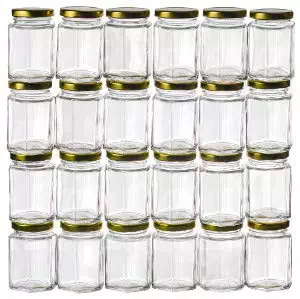 GoJars Hexagon Glass Jars for Gifts, Weddings, Honey, Jams, and More (24, 3oz)