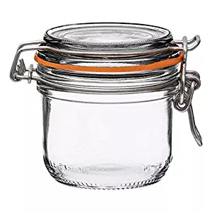 6 Le Parfait Super Terrines - New Stainless Steel Wire - Wide Mouth French Glass Preserving Jars with Straight Bodies, Glass Lids and Natural Rubber Seals (6, 200ml - 7oz - SS)