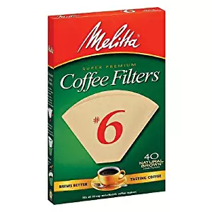 Melitta Cone Coffee Filters, Natural Brown, No. 6, 40 Count Filters