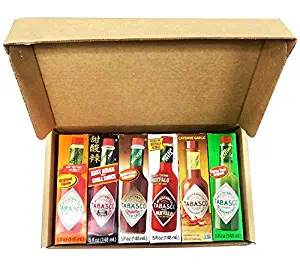 RiverFinn Tabasco Hot Sauce 6 Flavor Variety Gift Pack, Full Size 5 Oz. Bottles in Custom Gift Box, Original, Buffalo, Jalapeno, Chipotle, East Asian Sweet & Spicy and Cayenne Garlic. Great Gift!