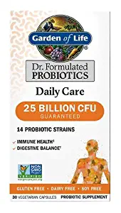 Garden of Life Dr. Formulated Probiotics Daily Care 30 Capsules 25 Billion CFU 14 Strains Immune Health Digestive Balance, Gluten Free,Soy Free