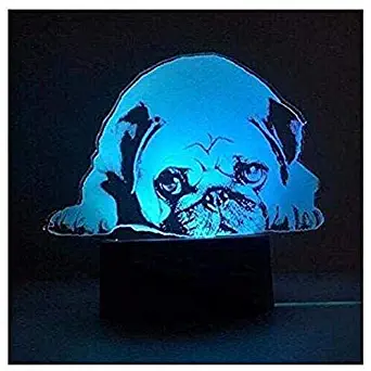 SUPERIORVZND 3D Cute Pug Dog Night Light Touch Table Desk Optical Illusion Lamps 7 Color Changing Lights Home Decoration Xmas Birthday Gift
